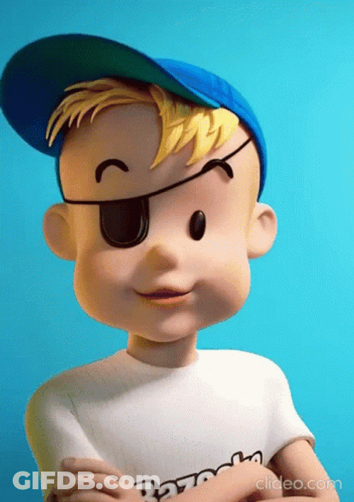Animated Boy Blowing Bubble Gum GIF