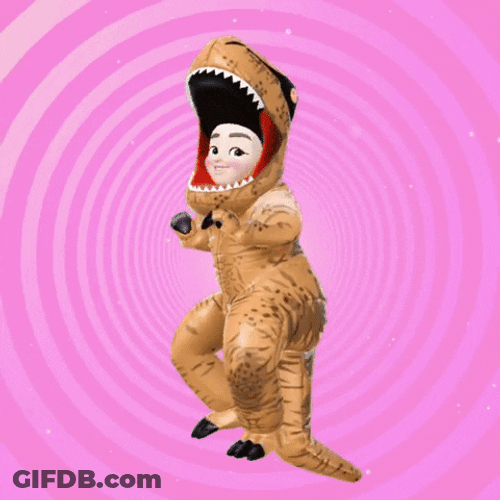 Animated Boy Dressed Up Dancing Dino GIF