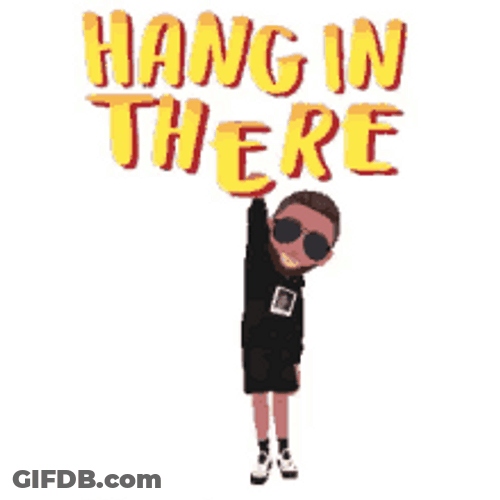 Animated Boy Holding Tight Is Hanging In There GIF