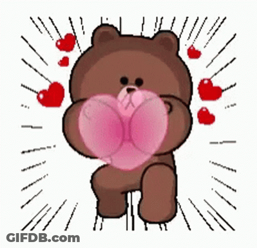 Animated Brown Bear Giving Hearts For You GIF