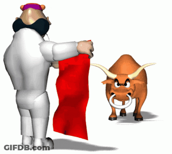 Animated Bull And A Man With Red Cloth GIF