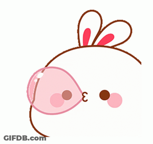 Animated Bunny Popping Bubble Gum GIF