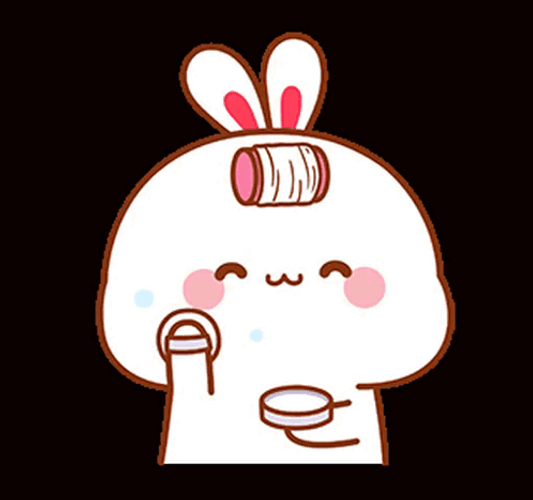 Animated Bunny Putting Blush On Her Face GIF