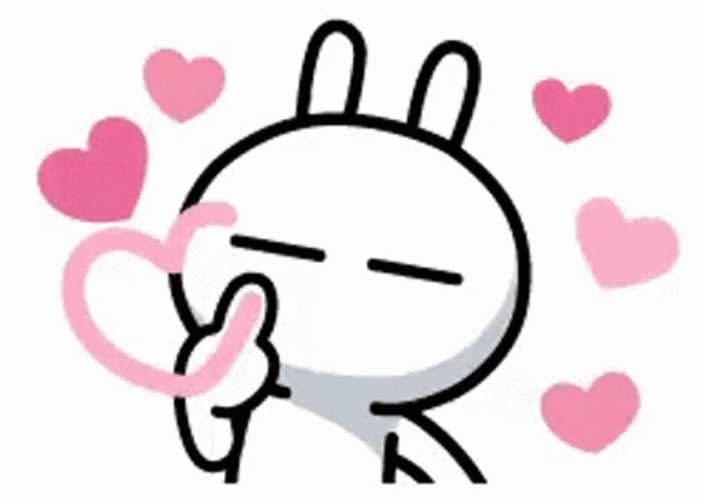 Animated Bunny Tuzki Drawing Hearts GIF