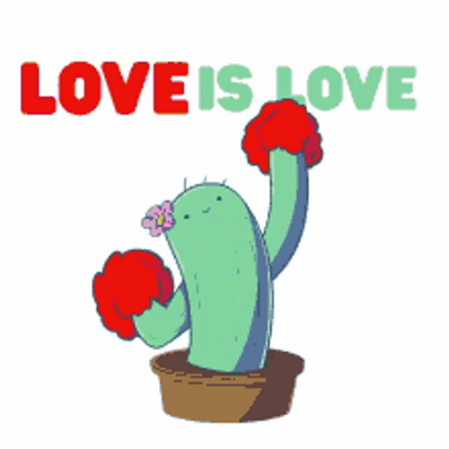 Animated Cactus Supporting Gay Love Wins GIF