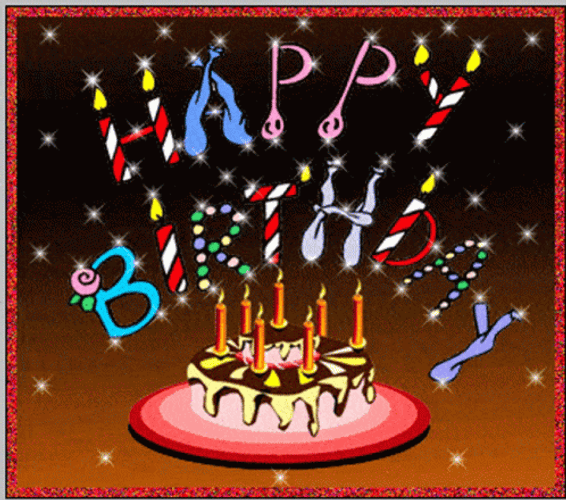 Animated Cake Happy Birthday Candle Greeting GIF