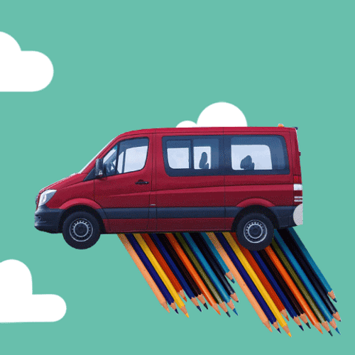 Animated Car Flying In The Sky GIF