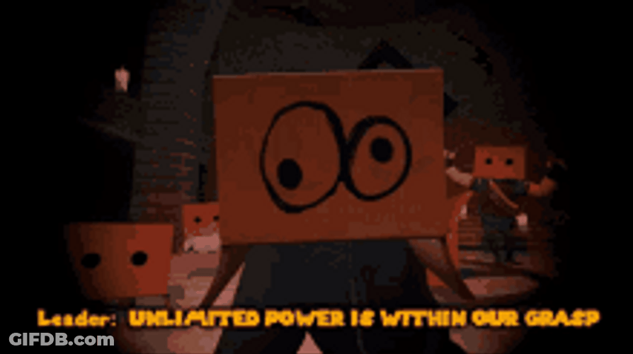 Animated Cardboard Cartoon Leader Unlimited Power GIF
