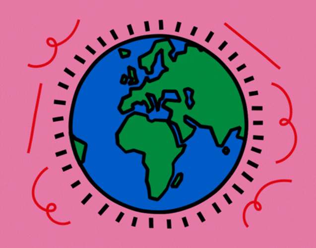 Animated Cartoon Globe Spinning GIF