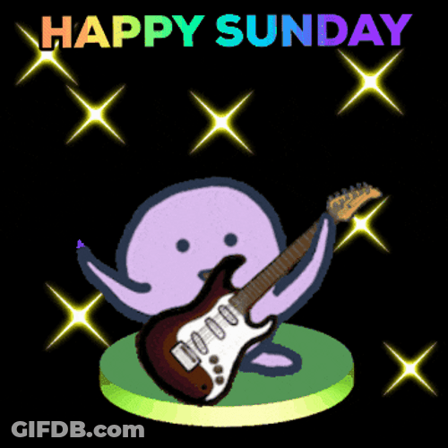 Animated Cartoon Happy Playing Guitar On Sunday GIF