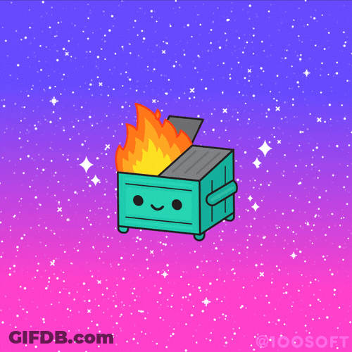 Animated Cartoon Smiley Dumpster Fire GIF
