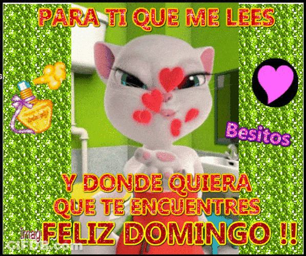 Animated Cat Blowing Kisses Feliz Domingo GIF