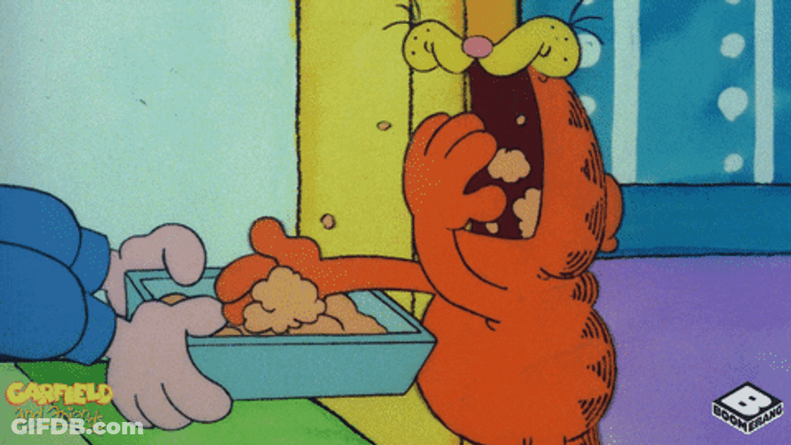 Animated Cat Garfield Hungry Eating Fast GIF