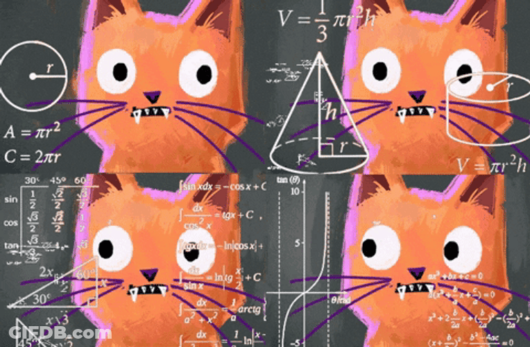Animated Cat Hangover Math GIF