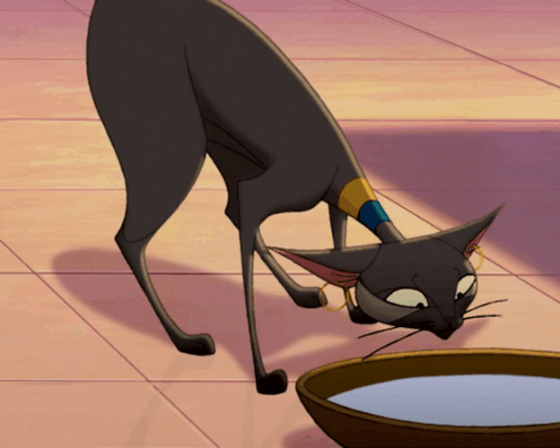 Animated Cat Licking Its Milk GIF