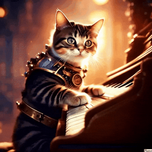 Animated Cat Piano Performance GIF