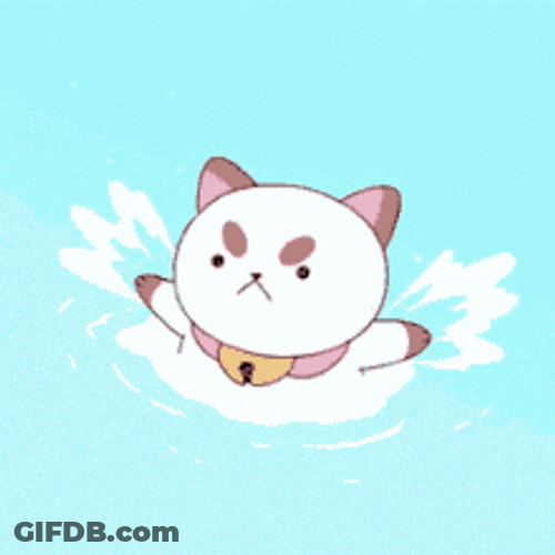 Animated Cat Swimming In Water GIF