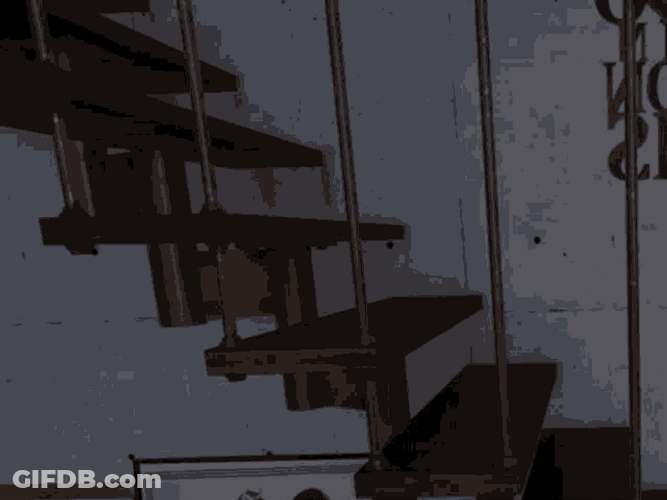 Animated Cat Toy Falling Down Stairs GIF