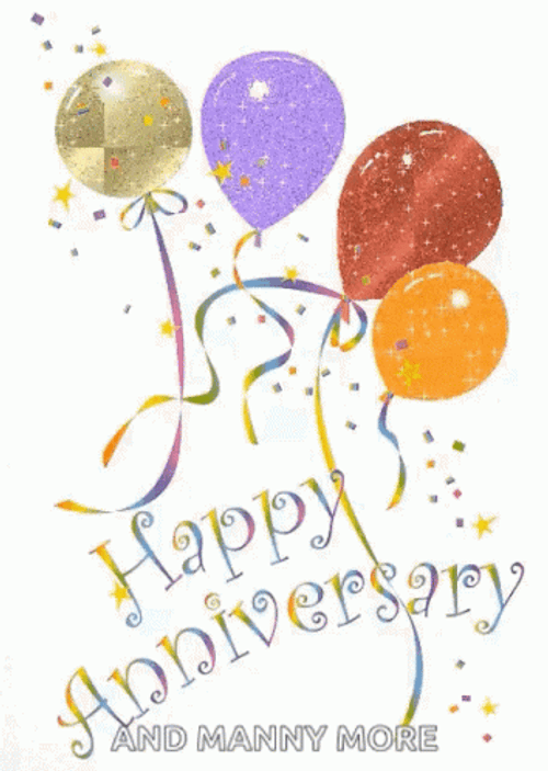 Animated Celebration Anniversary Balloons Glitters GIF