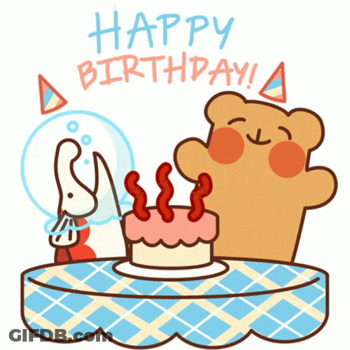 Animated Celebration Cute Bear Birthday Party GIF