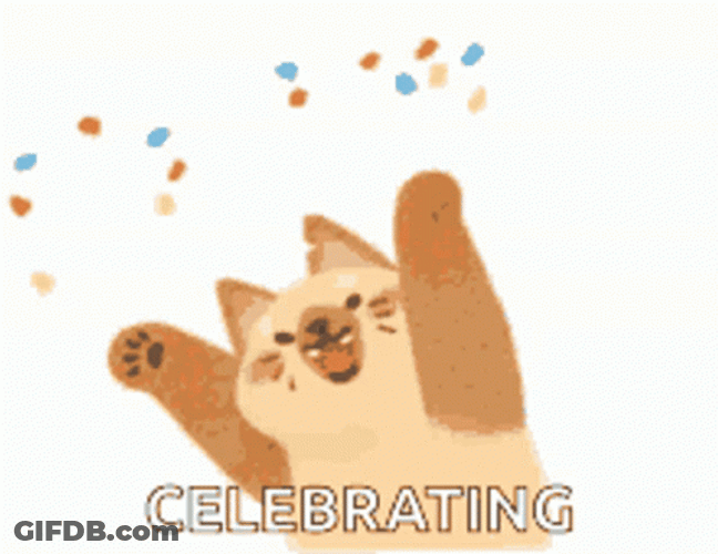 Animated Celebration Happy Cat Confetti GIF