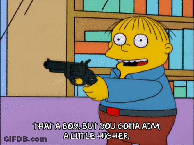 Animated Character Ralph Wiggum Pointing A Gun GIF