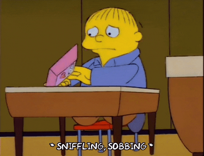 Animated Character Ralph Wiggum Sniffling And Sobbing GIF