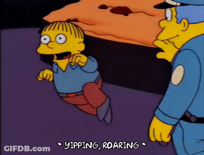 Animated Character Ralph Wiggum Yipping And Roaring GIF