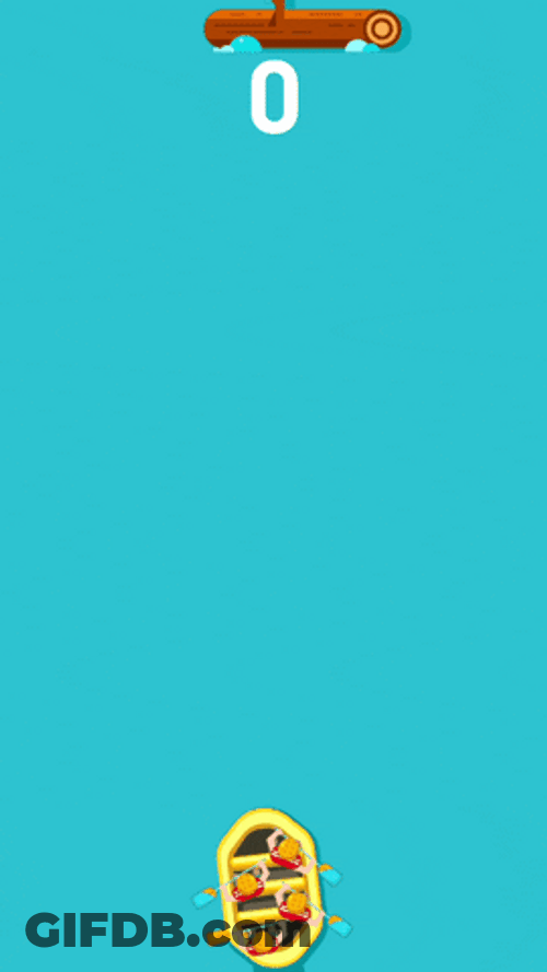 Animated Character Row The Boat To Avoid Obstacles GIF