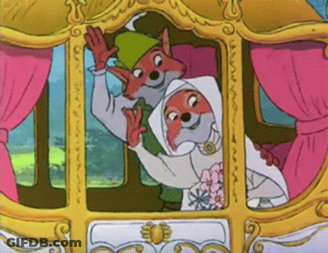 Animated Characters Lady Marian And Robinhood Marriage Waving GIF