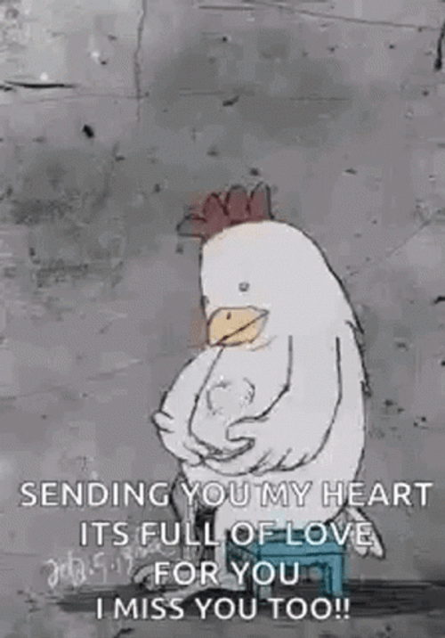 Animated Chicken Sending Love Miss You Too GIF