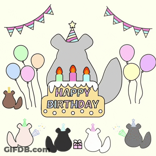 Animated Chinchilla Happy Birthday Theme GIF