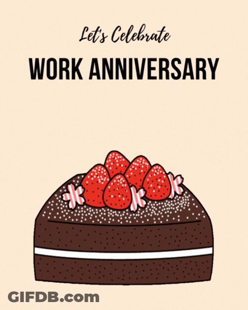 Animated Chocolate Cake Work Anniversary Design GIF
