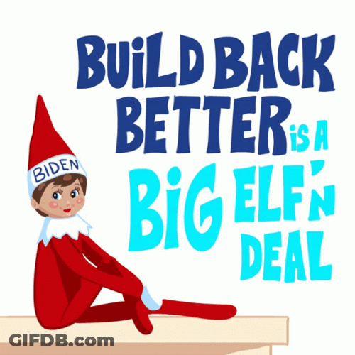Animated Christmas Elf Build Back Better GIF