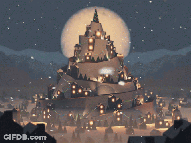 Animated Christmas Evening In Town GIF