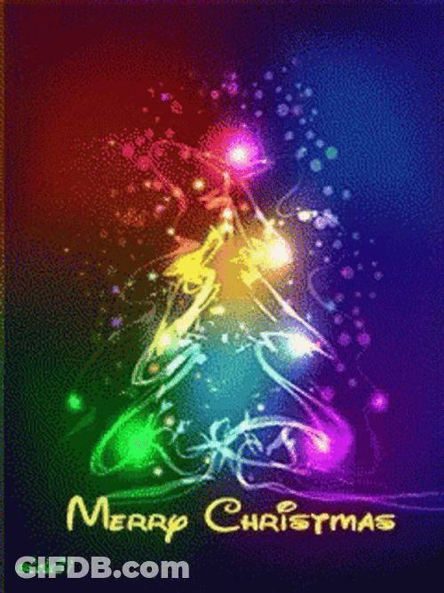 Animated Christmas Tree With Exploding Lights GIF