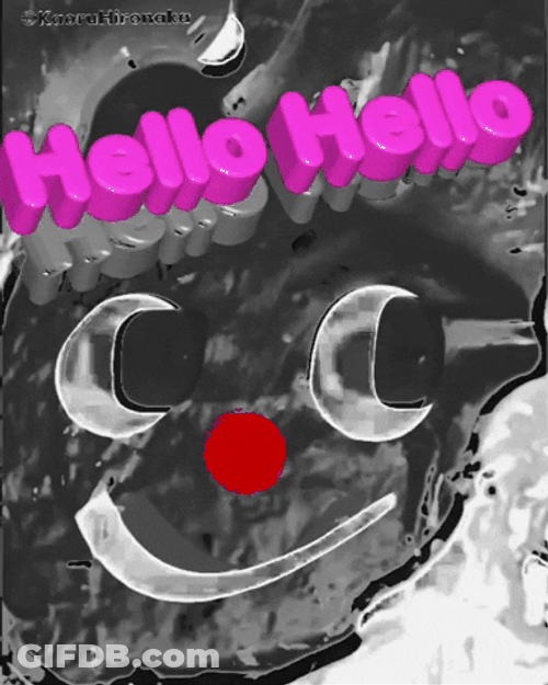 Animated Clown Face Black And White Hello Meme GIF