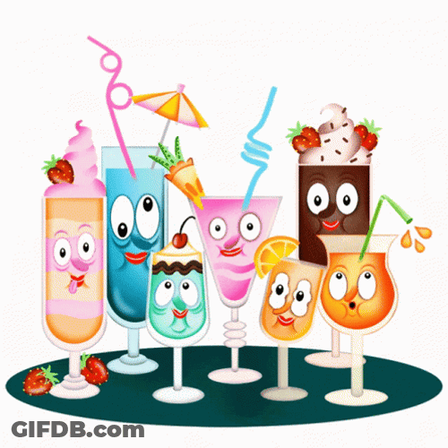 Animated Cocktail Glasses Happy Birthday Drinks GIF