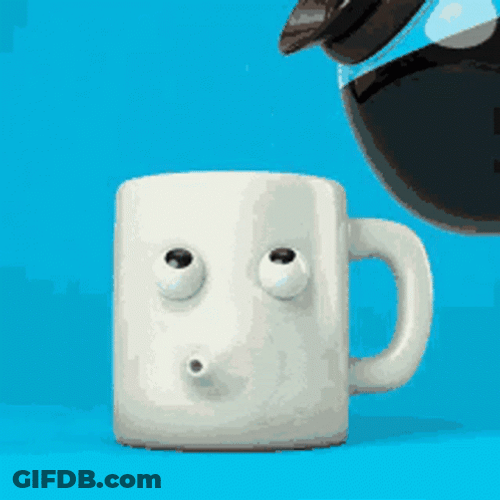 Animated Coffee Cup And Its Different Emotions GIF