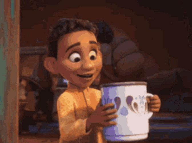 Animated Coffee High Encanto Boy Working Hard GIF