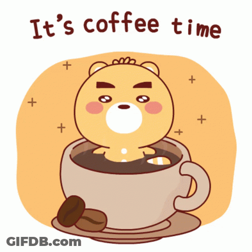 Animated Coffee Pool Time By Adorable Bear GIF
