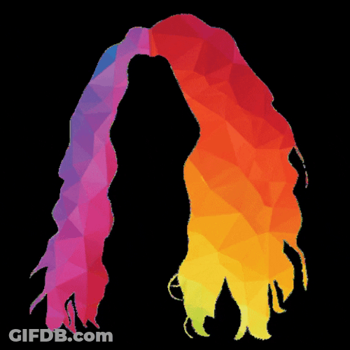 Animated Colorful Crazy Hair GIF