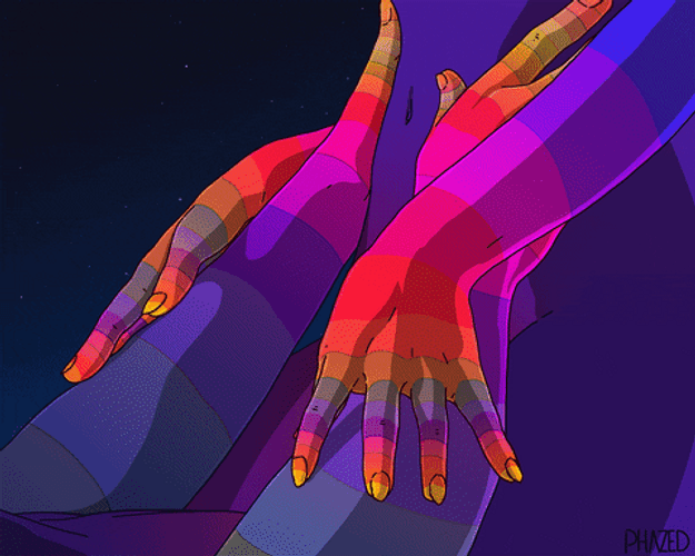 Animated Colorful Rainbow Arms Caressing GIF