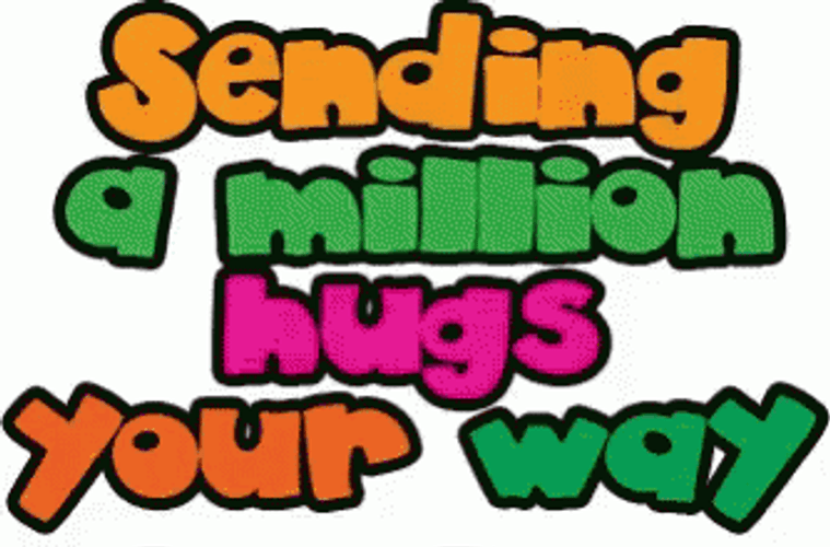 Animated Colorful Text Sending You A Hug Sticker GIF