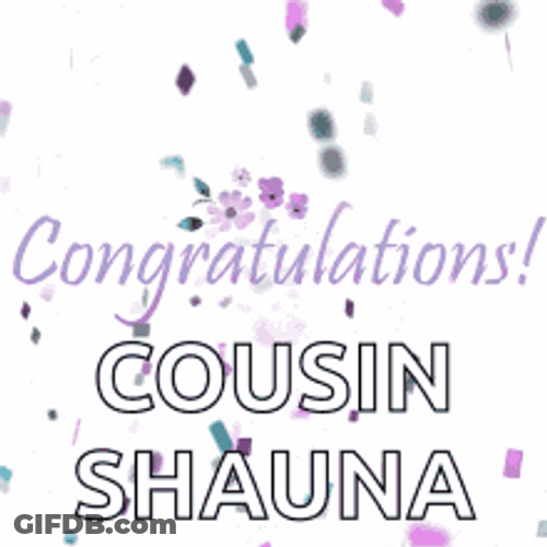 Animated Congratulations Cousin Shauna Purple Confetti GIF