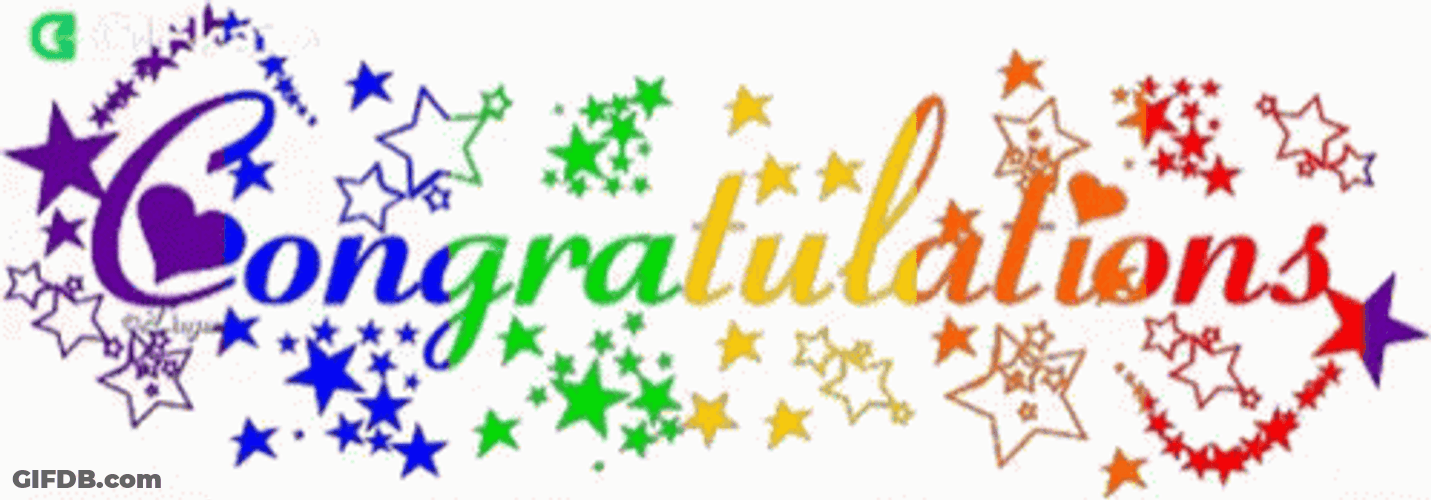 Animated Congratulations In Rainbow Color GIF
