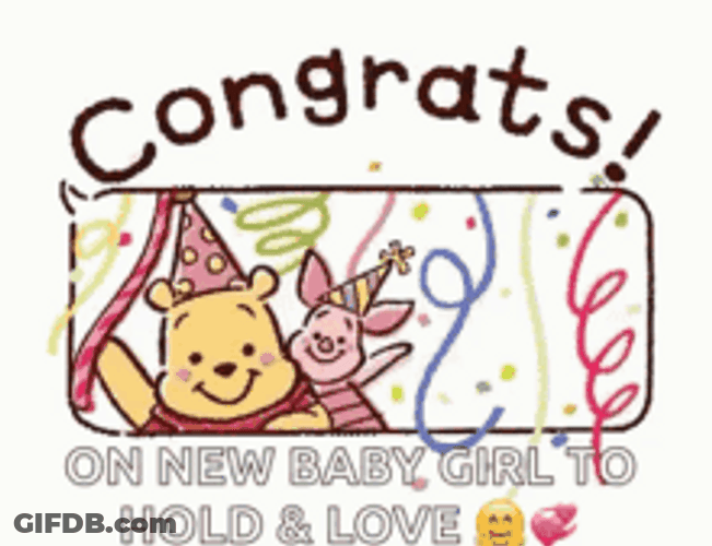 Animated Congratulations New Baby Girl Winnie The Pooh GIF