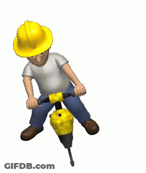 Animated Construction Worker With A Jackhammer GIF