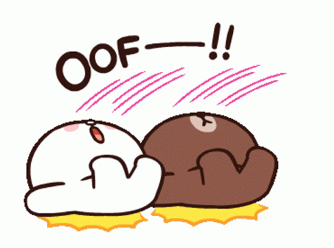 Animated Cony Rabbit And Brown Bear Slipped Oof Reaction GIF