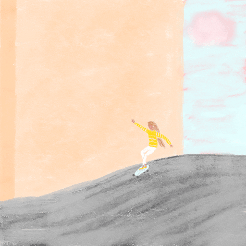 Animated Cool Girl Skateboarding GIF